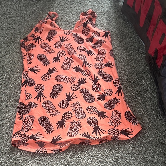 No Boundaries Tops - No Boundaries Coral Pineapple Pattern Tank Top